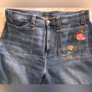 Ralph Lauren Blue Jeans with Floral Embroidery
